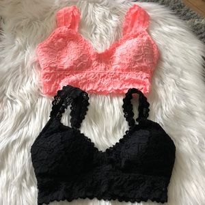 Lace Pink and Black Bralette